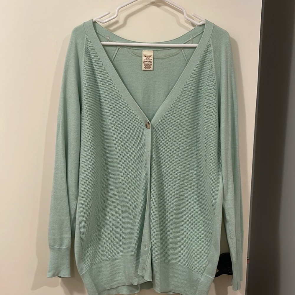 Pale green button closure cardigan size XL